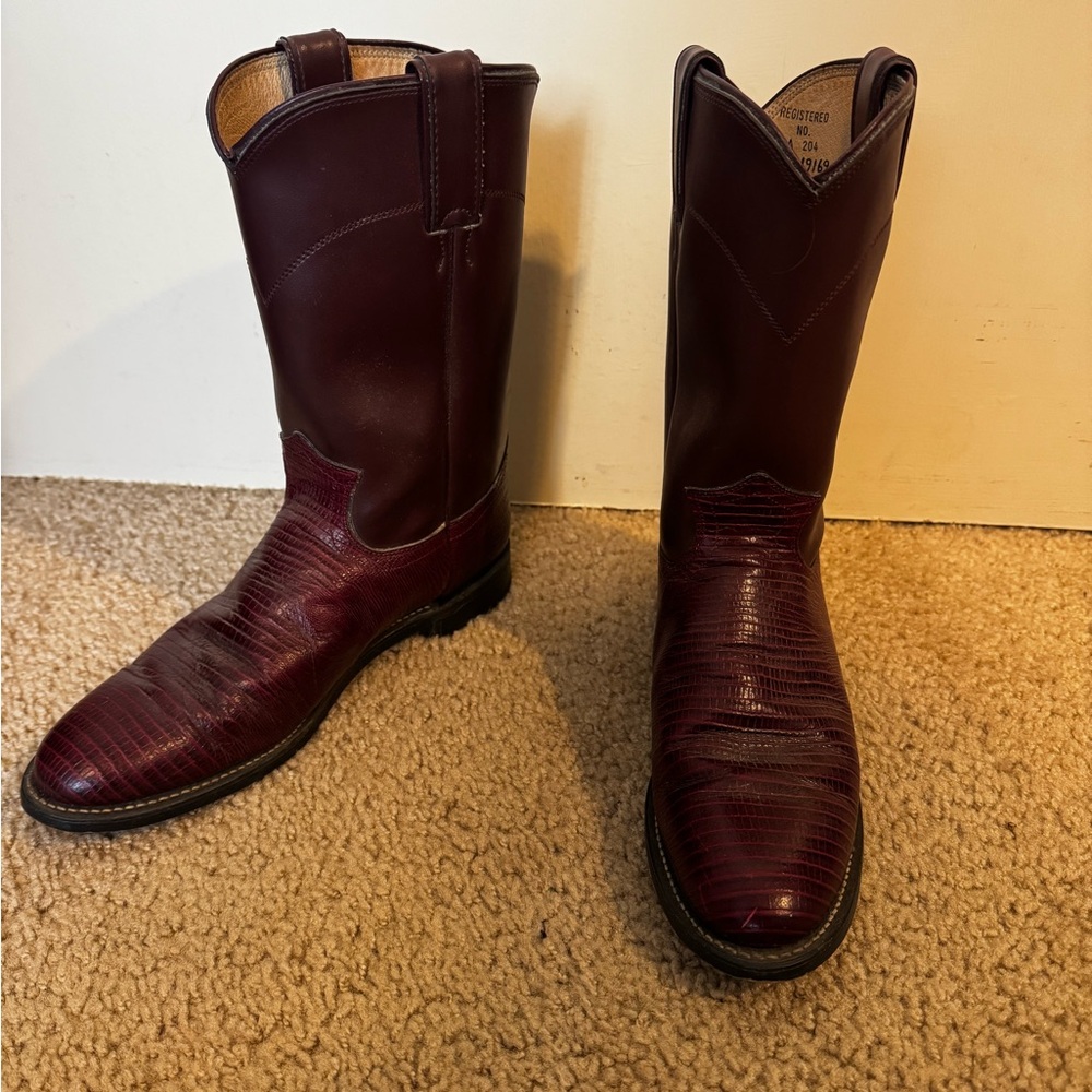 Justin Boots Men's Dark Red Western Boots